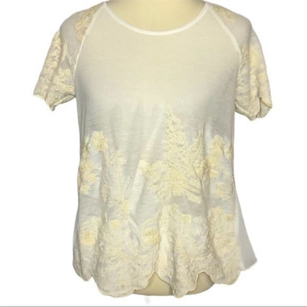 Gimmicks by BKE Cream Embroidered Open Back Top